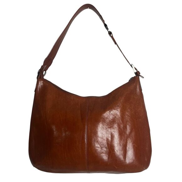 HOBO International Vintage Whiskey Smooth Brown Leather Flat Hobo Shoulder Bag - Picture 14 of 14